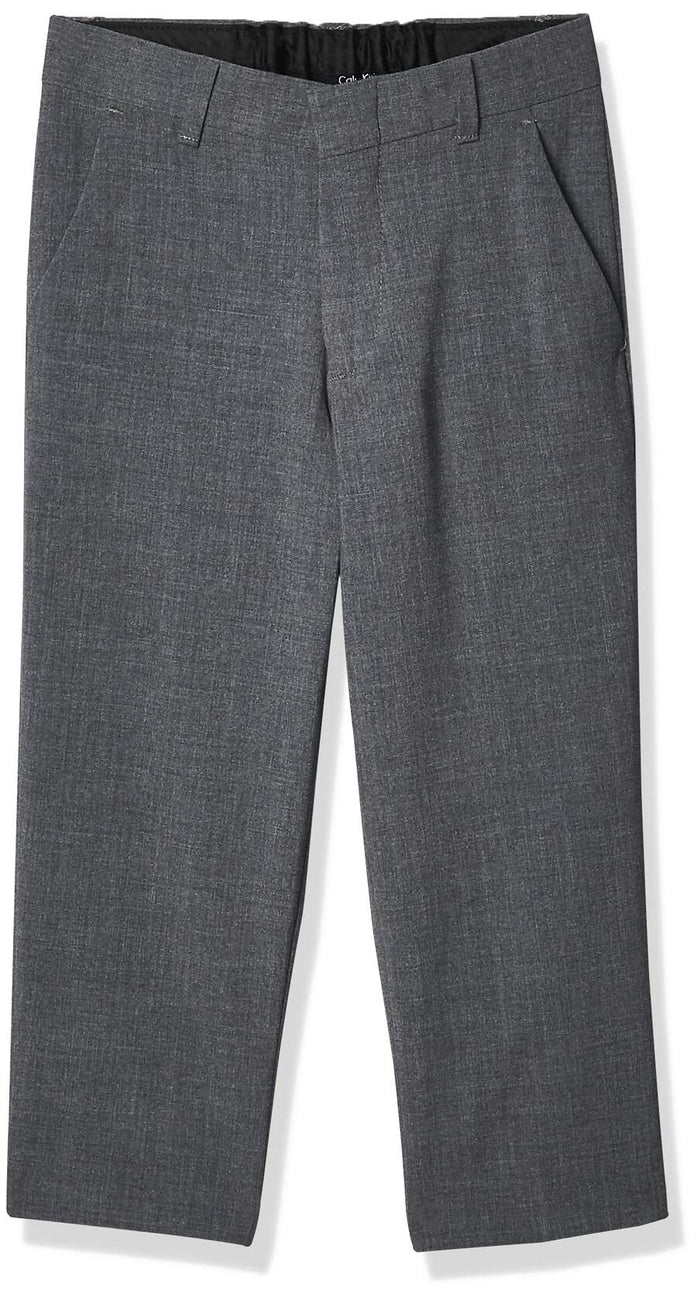 Calvin Klein Boys Flat-Front Bi-Stretch Pant Straight Leg Grey Heather Size 14 by Deal US