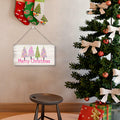 Christmas Decorations Merry Xmas Tree Decor Pink 12x6 inches by Deal US