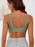 IHOIU Women's Wireless Seamless Push Up Yoga Sports Bra Green Size 4XL by Deal US