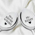 Mr Right & Mrs Never Wrong Stainless Steel Coffee Tea Spoons 7in Set by Deal US