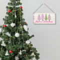 Christmas Decorations Merry Xmas Tree Decor Pink 12x6 inches by Deal US