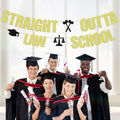 Straight Outta Law School Banner Graduation 2025 Glittery Congrats Lawyer by Deal US