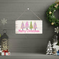Christmas Decorations Merry Xmas Tree Decor Pink 12x6 inches by Deal US