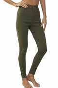 levaca Womens High Waisted Skinny Jeggings Pants with Pockets Army Green Size S by Deal US