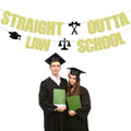 Straight Outta Law School Banner Graduation 2025 Glittery Congrats Lawyer by Deal US