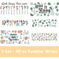 UV DTF Cup Wrap Transfer 6 Sheets Bible Verse Floral Waterproof 40oz Tumbler by Deal US