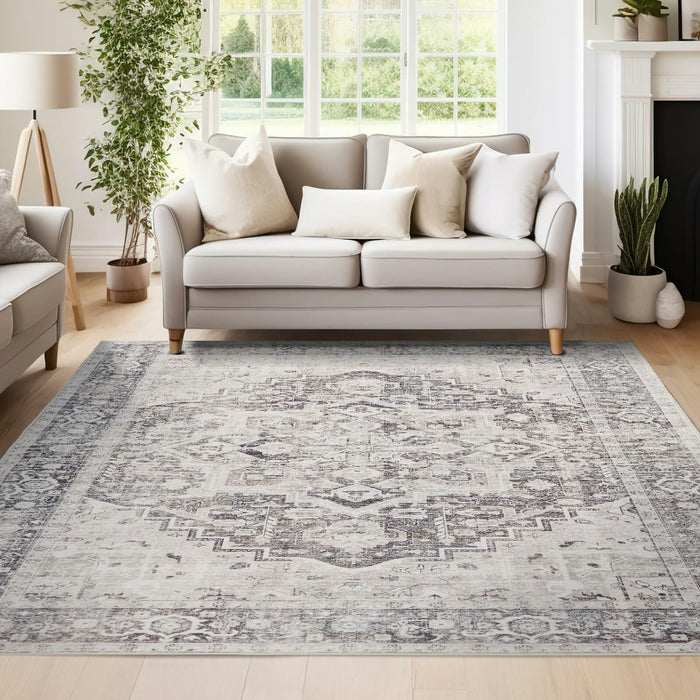 jinchan Area Rug 4x6 Washable Vintage Floral Non Slip Indoor Greige by Deal US