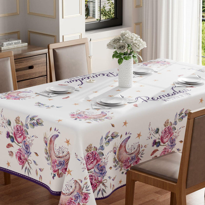 BOTB LIHM Eid Al-Fitr Ramadan Kareem Round Tablecloth 60x60 Inch Washable by Deal US
