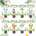 16Pcs Pink Jungle Safari Baby Shower Centerpieces with Wooden Stands by Deal US