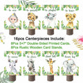 16Pcs Pink Jungle Safari Baby Shower Centerpieces with Wooden Stands by Deal US