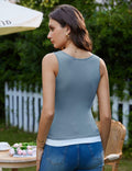 GRACE KARIN Knit Sleeveless Henley Tank Top Square Neck Sweater Vest Grey Size L by Deal US