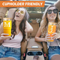 [Like New] Personalized Initial Glass Cup 24oz Tumbler w/Lid Straw Monogram Gift for Women by Deal US