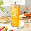 [Like New] Personalized Initial Glass Cup 24oz Tumbler w/Lid Straw Monogram Gift for Women by Deal US