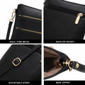 AMELIE GALANTI Small Vegan Crossbody Purse Bag Triple Zipper Black by Deal US