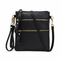 AMELIE GALANTI Small Vegan Crossbody Purse Bag Triple Zipper Black by Deal US