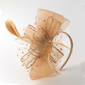 Unpifolov Fascinators Flower Mesh Feathers Headwear Dark Yellow by Deal US