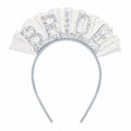 BAHABY Silver Glitter Bride Headband with Short Veil Bridal Shower Wedding by Deal US