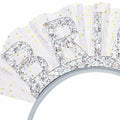 BAHABY Silver Glitter Bride Headband with Short Veil Bridal Shower Wedding by Deal US