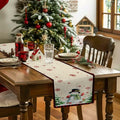 Christmas Table Runner Snowman Burlap Linen 108in Xmas Tree Snowflake Decor by Deal US