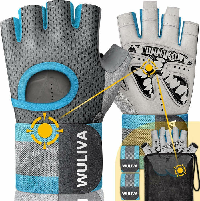 WULIVA Workout Gloves Padded Detachable Strap Gym Cycling Training Bag by Deal US