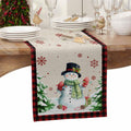 Christmas Table Runner Snowman Burlap Linen 108in Xmas Tree Snowflake Decor by Deal US