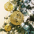 16 Golden Christmas Balls Ornaments 2.36in Gold Glitter Tree Decor by Deal US