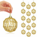 16 Golden Christmas Balls Ornaments 2.36in Gold Glitter Tree Decor by Deal US