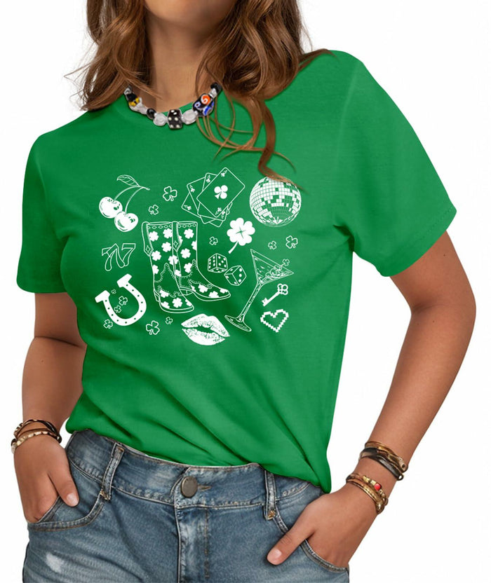 JMHACHY Women's St. Patrick's Shamrock T-Shirt Green Size S by Deal US