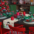 Christmas Table Runner Snowman Burlap Linen 108in Xmas Tree Snowflake Decor by Deal US