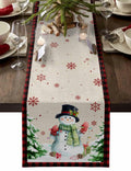 Christmas Table Runner Snowman Burlap Linen 108in Xmas Tree Snowflake Decor by Deal US