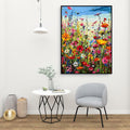 [Like New] Eiazuiks Paint by Number Kit Wild Flower 12x16 with Frame & Brushes by Deal US