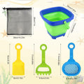 Beach Toys Set Collapsible Bucket 3 Shovels Mesh Bag Foldable Pail Toddler by Deal US