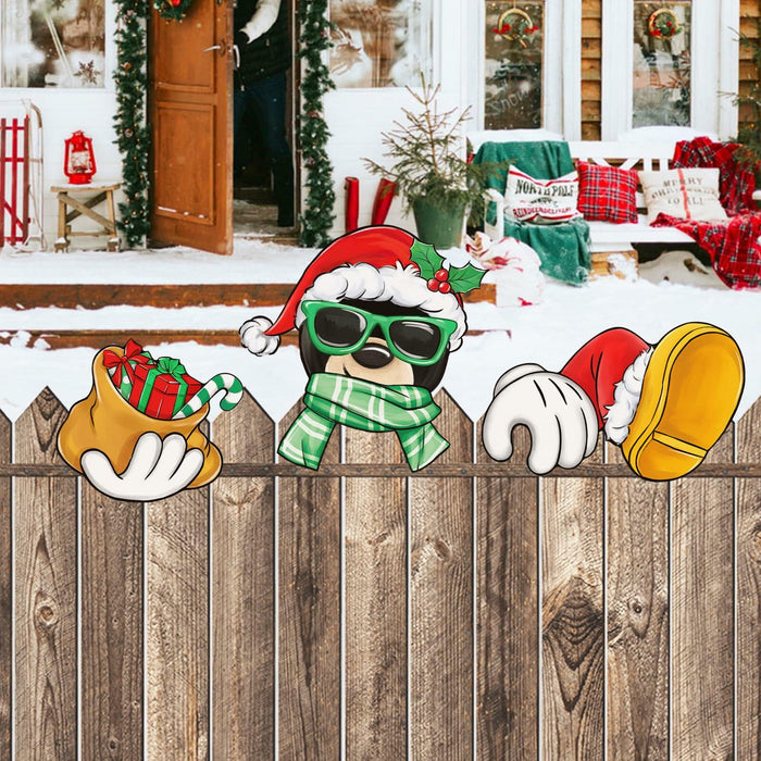 Bolisom Christmas Fence Peeker Garden Yard Sign Outdoor Xmas Decor by Deal US