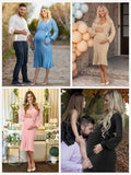 V FOR CITY Maternity Sweater Dress Wrap Knit Pleated Midi Blue Size M by Deal US