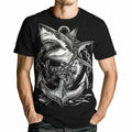 Faiwvhe Men's Creative Shark Graphic T-Shirt Black Summer Short Sleeves Size L by Deal US