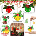 12 Pcs 3D Wooden Christmas Jingle Bell Ornaments Buffalo Plaid Bow by Deal US