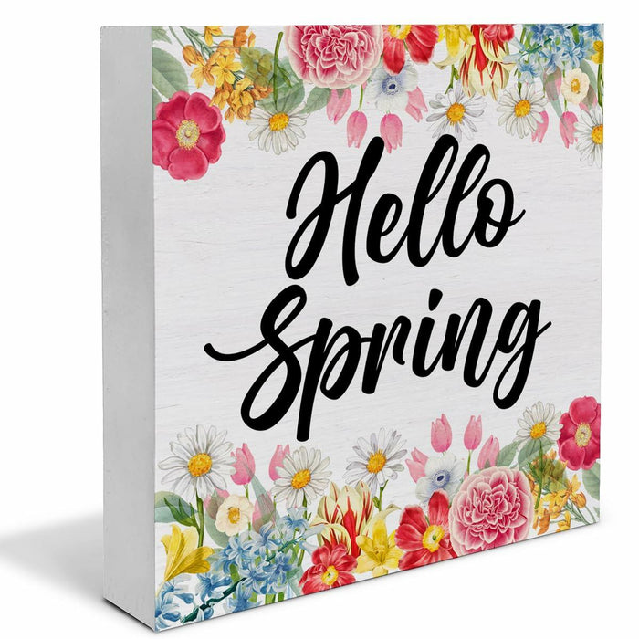 Rustic Flower Market Wood Sign Spring Decor Tabletop Shelf 5x5 Inches by Deal US