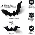 DZBJIPT 120 Pcs 3D Halloween Bats Wall Decals 4 Sizes Black Bat Decor by Deal US