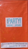 Vibrant Orange Round Plastic Table Cover 84" 1 Count Durable Reusable by Deal US