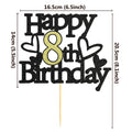 Sumerk 8th Birthday Cake Topper Black Gold Glitter Party Decoration by Deal US