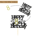 Sumerk 8th Birthday Cake Topper Black Gold Glitter Party Decoration by Deal US