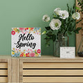 Rustic Flower Market Wood Sign Spring Decor Tabletop Shelf 5x5 Inches by Deal US