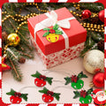 12 Pcs 3D Wooden Christmas Jingle Bell Ornaments Buffalo Plaid Bow by Deal US