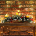 [Like New] 30" Artificial Christmas Centerpiece Red Flowers Berries Pinecones 3 Candle by Deal US
