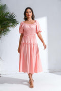 Love Welove Fashion Women's Formal Midi Puff Sleeve Dress Pastel Pink by Deal US