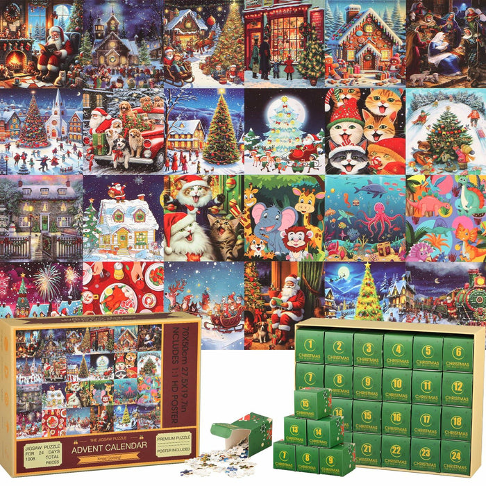 Sibosen 2024 Polar Christmas 1008pc Puzzle Advent Calendar Style-01 by Deal US