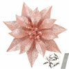 YOSICHY 12 Pcs Artificial Christmas Poinsettia Flowers Deep Champagne Clips