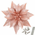 YOSICHY 12 Pcs Artificial Christmas Poinsettia Flowers Deep Champagne Clips by Deal US