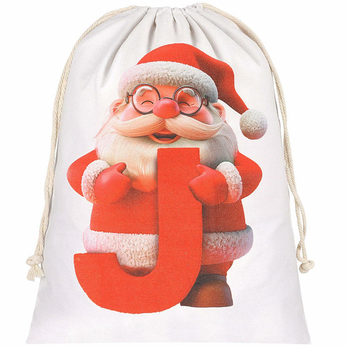 CCINEE Canvas Santa Sack Personalized Letter J Drawstring Red 27x20in by Deal US