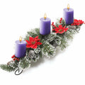 [Like New] 30" Artificial Christmas Centerpiece Red Flowers Berries Pinecones 3 Candle by Deal US
